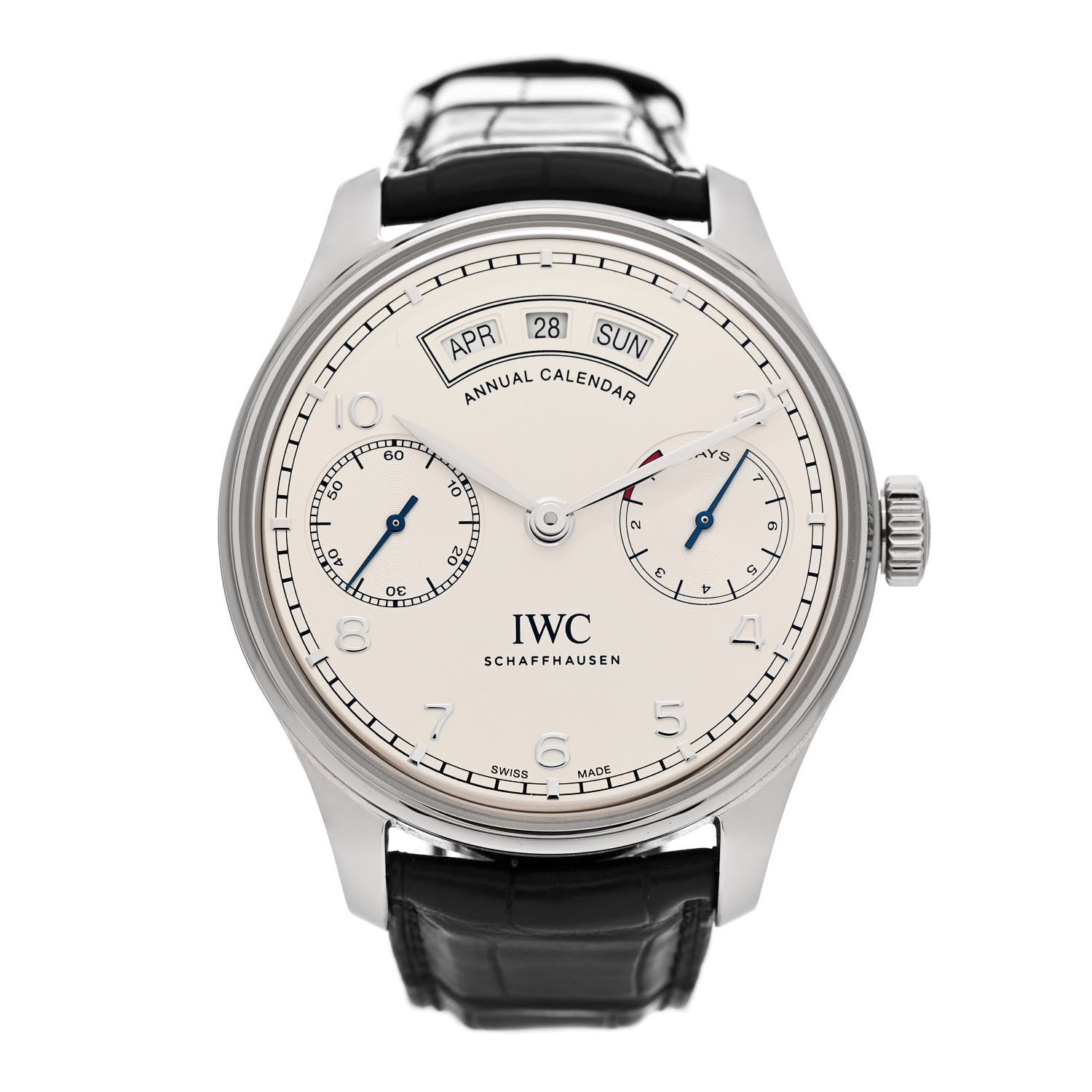 IWC Stainless Steel Alligator 44mm Portuguese Annual Calendar Automatic Watch IW503501 1 of 5