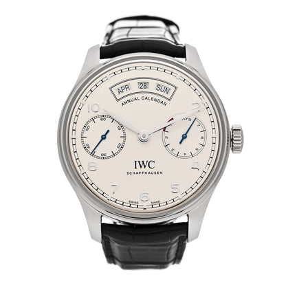 IWC Stainless Steel Alligator 44mm Portuguese Annual Calendar Automatic Watch IW503501 1 of 5