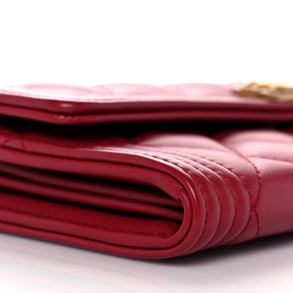 Chanel Lambskin Quilted Boy Flap Wallet Red 9 of 10