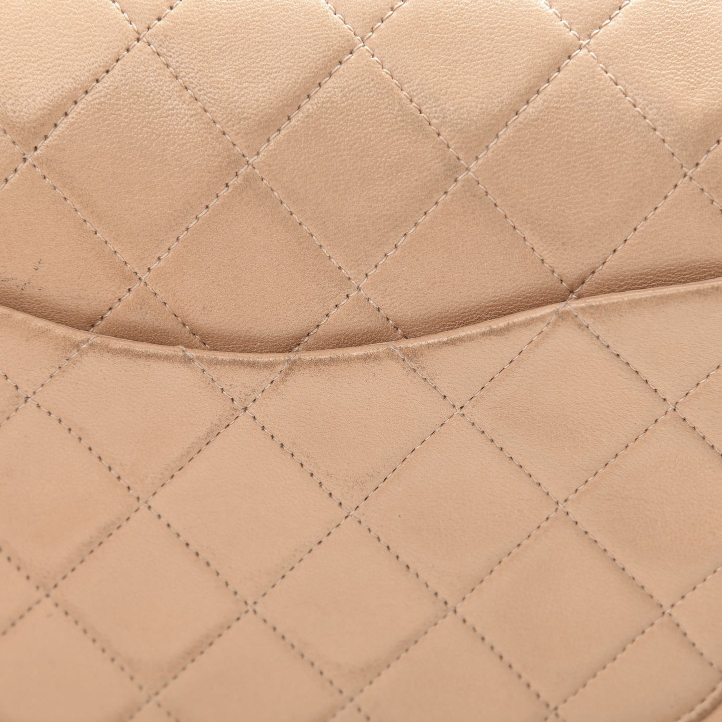 Lambskin Quilted Medium Double Flap Beige