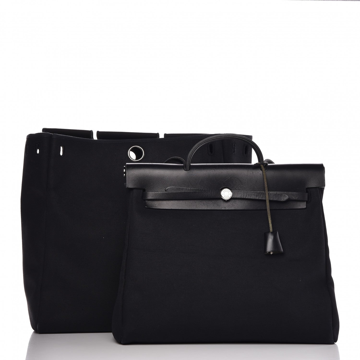 Hermes Toile Vache Calfskin Herbag 39 MM Black 3 of 12