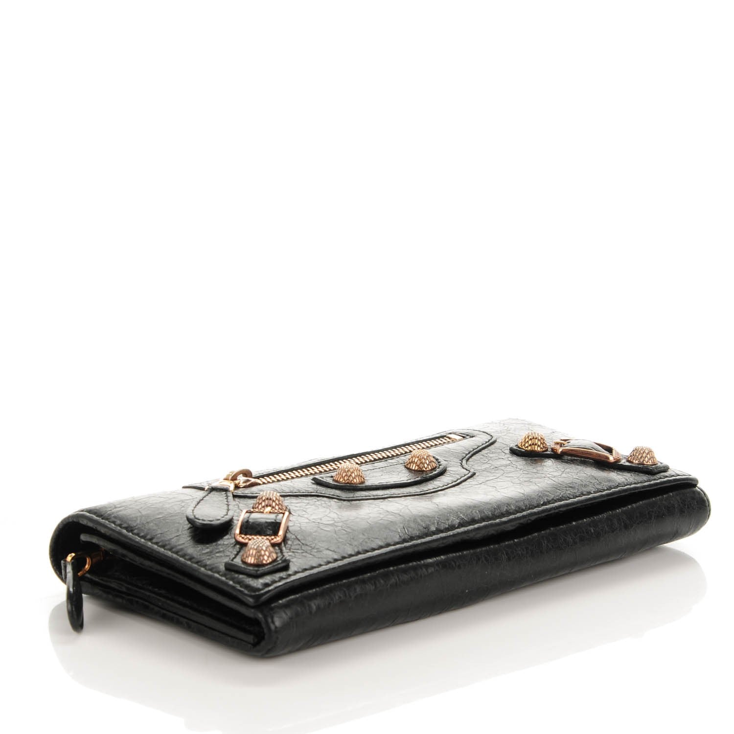 Balenciaga Agneau Giant 12 Rose Gold Hardware Money Wallet Black 4 of 7