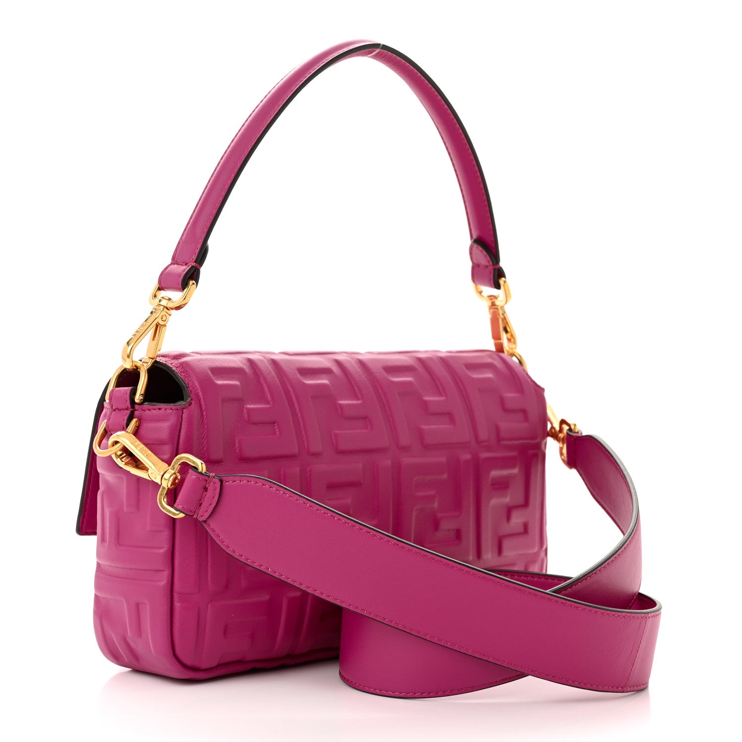 Fendi Nappa FF 1974 Embossed Baguette Ciclamino Pilar 3 of 10