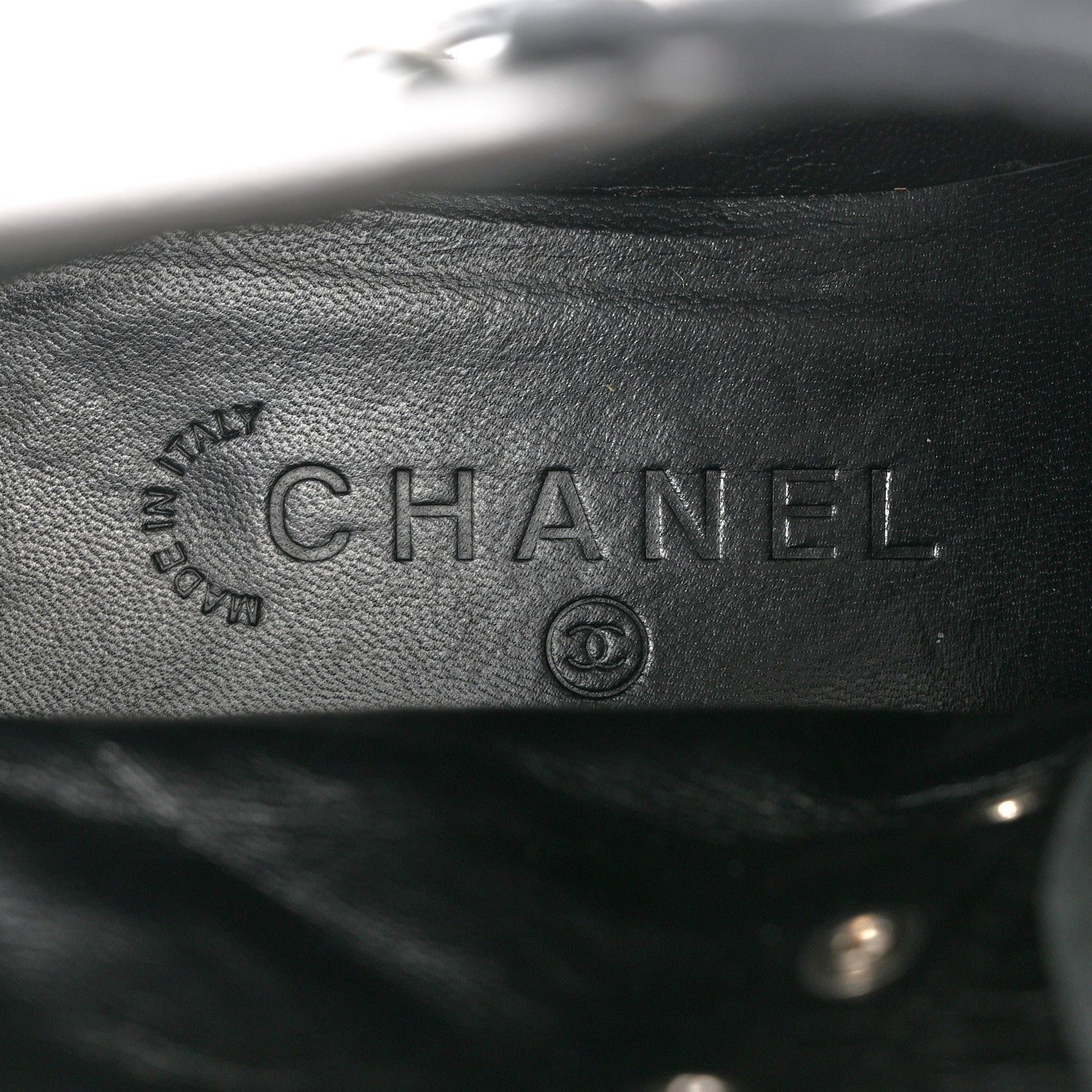 Chanel Metallic Grained Calfskin Patent Cap Toe Combat Short Boots 38.5 Dark Silver 6 of 12