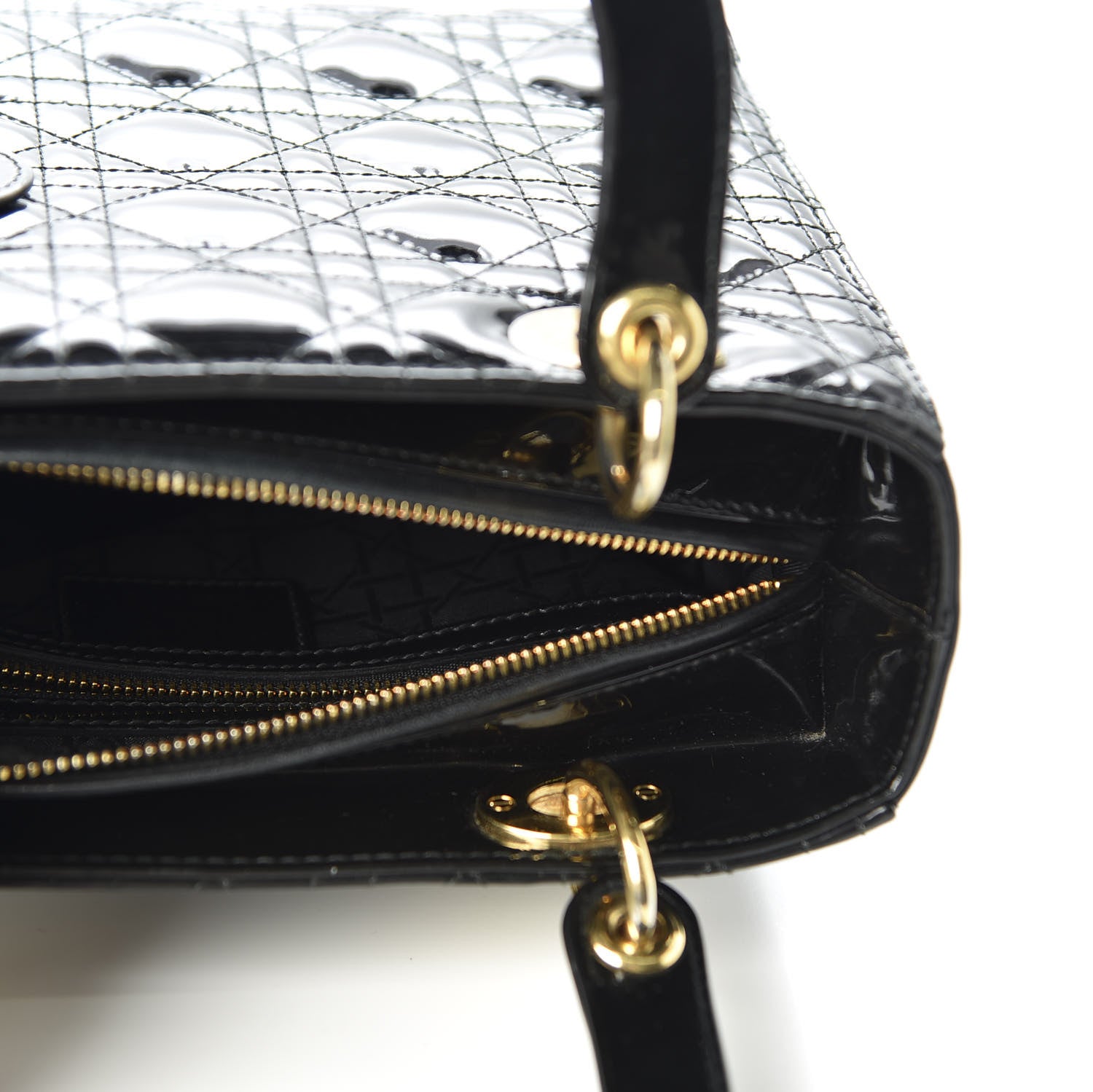 Christian Dior Patent Cannage Medium Lady Dior Black 4 of 9