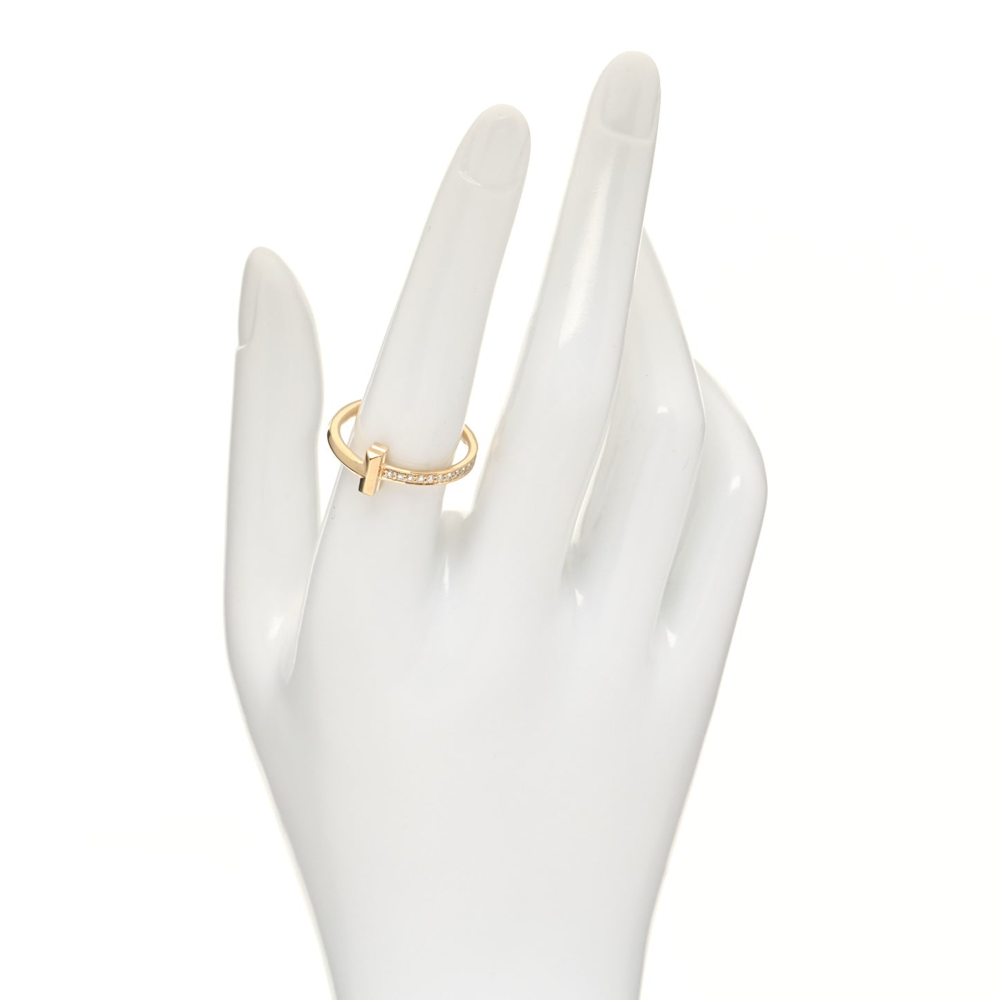 18K Yellow Gold Diamond T T1 Ring 57 8