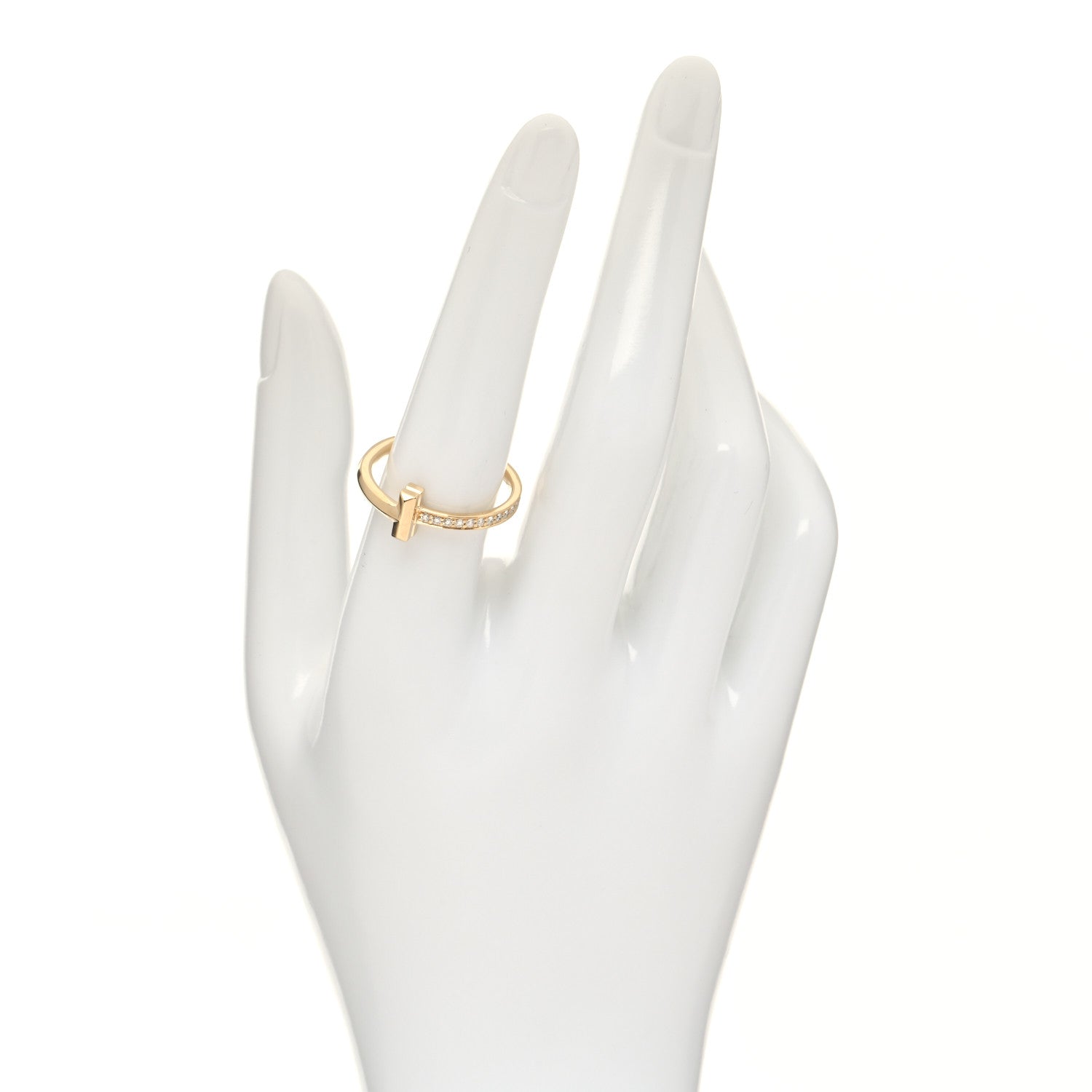 Tiffany 18K Yellow Gold Diamond T T1 Ring 57 8 2 of 6