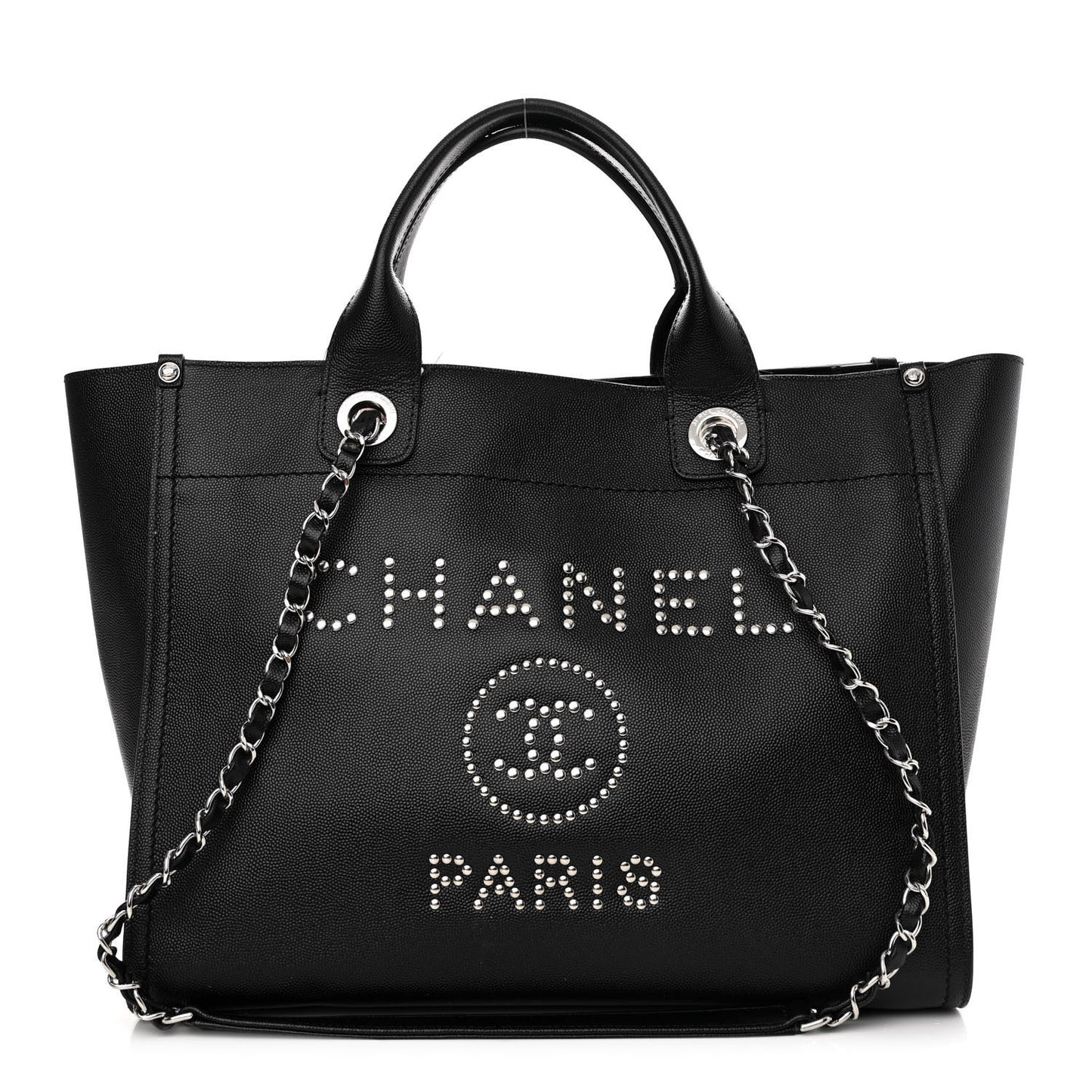 Caviar Small Studded Deauville Tote Black