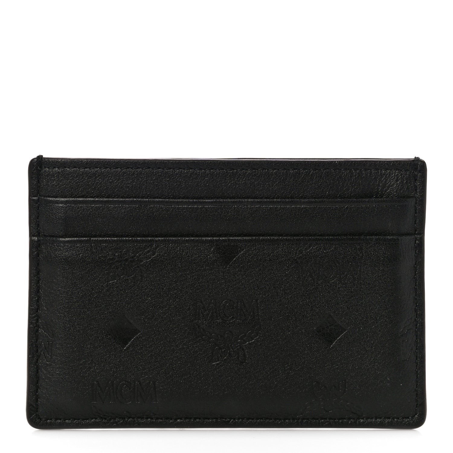 MCM Calfskin Ottomar Monogram Mini Card Case Black 1 of 9
