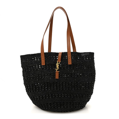 Saint Laurent Raffia Calfskin Medium Panier Tote Black 1 of 9