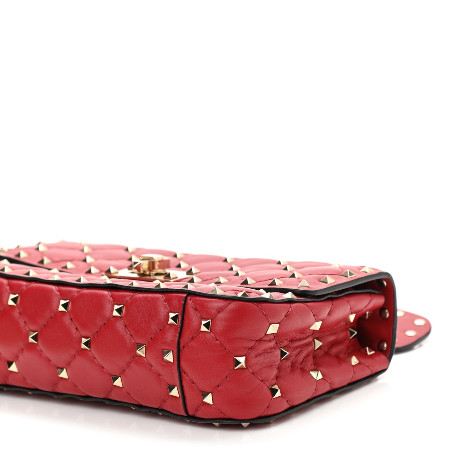 Nappa Small Rockstud Spike Shoulder Bag Rosso Valentino