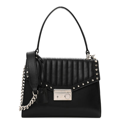 Prada Glace Calfskin Studded Sound Shoulder Bag Black 1 of 8