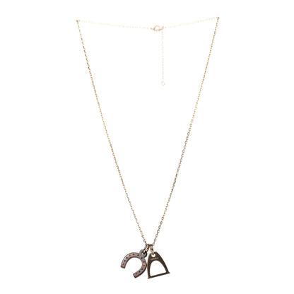 Hermes Permabrass Buffalo Horn Amulette Equestre PM Pendant Necklace Gold 2 of 4