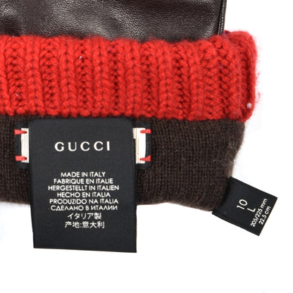 Gucci Nappa Cashmere Web Gloves L Dark Brown 3 of 4