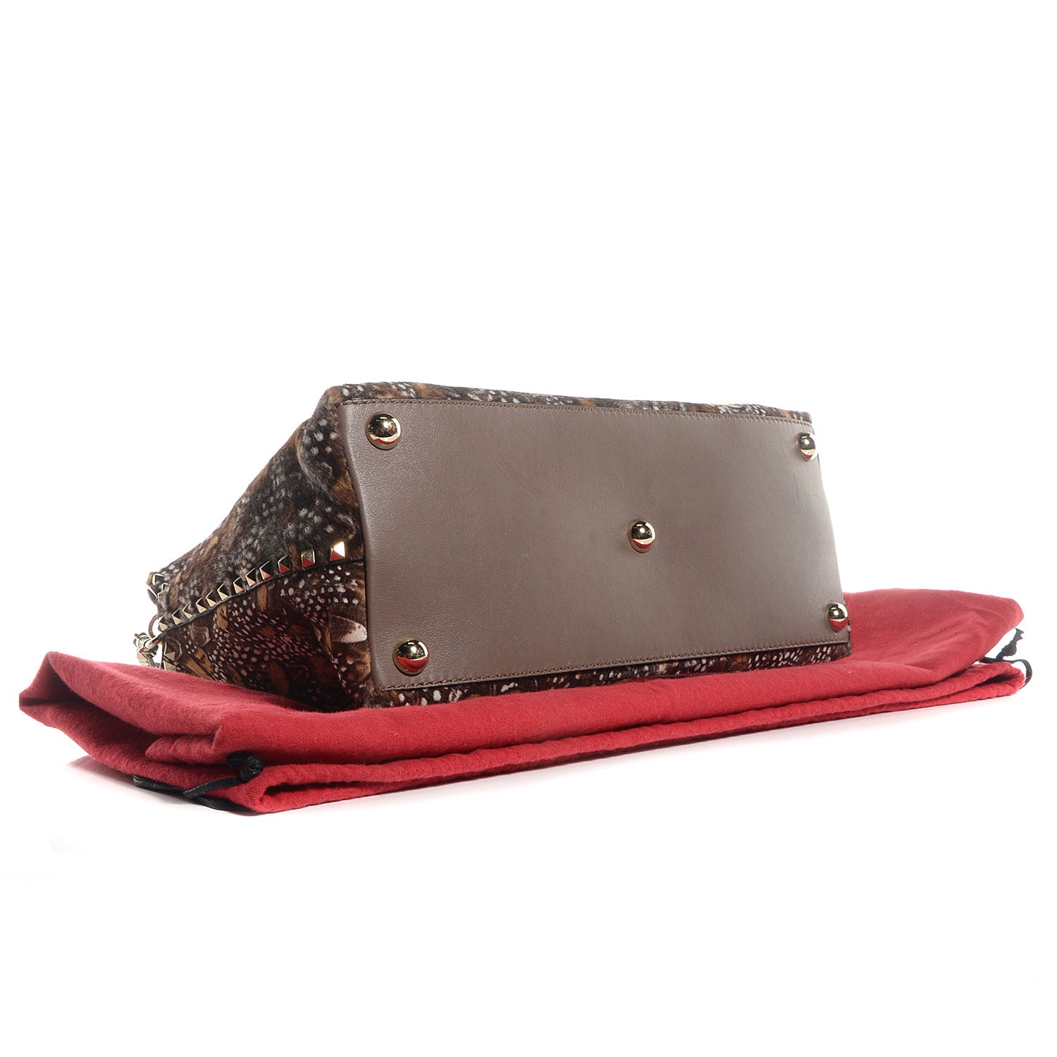 Valentino Garavani Calf Hair Feather Rockstud Dome Satchel 4 of 7