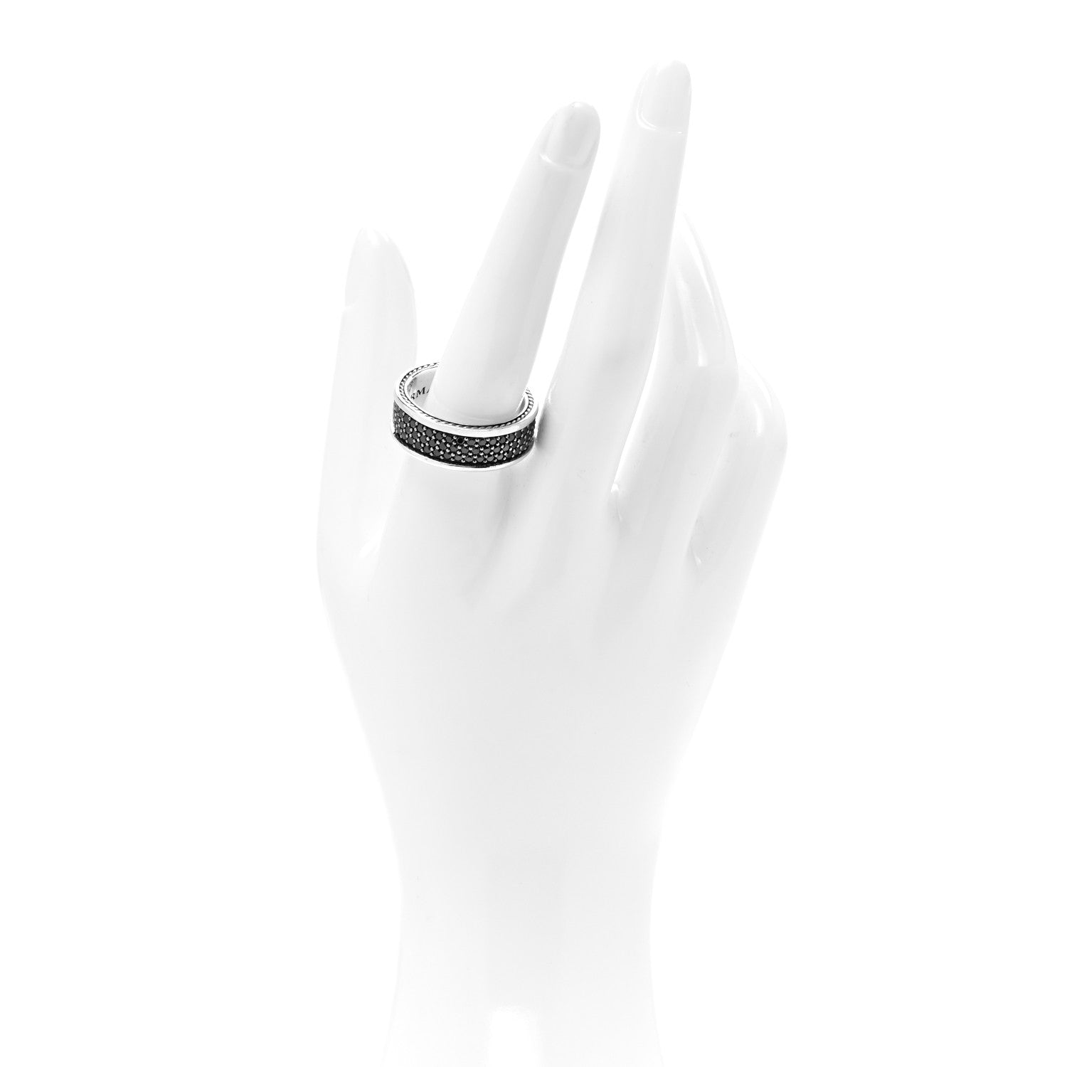 David Yurman Sterling Silver Black Diamond Streamline Three-Row Band Ring 61 9.75 2 of 5