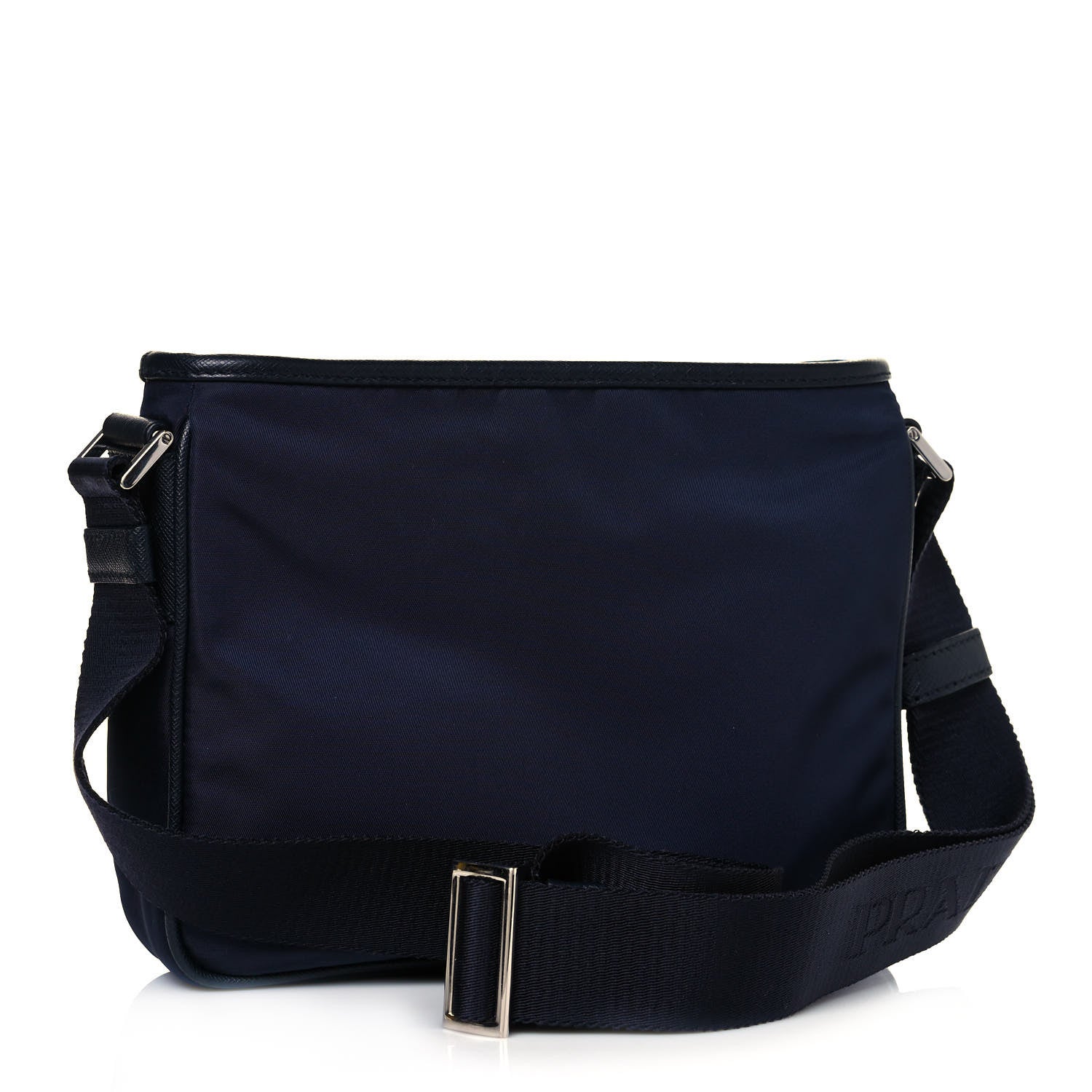 Prada Tessuto Nylon Saffiano Flat Messenger Bag Blue 3 of 11