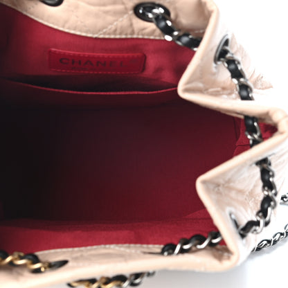 Chanel Aged Calfskin Quilted Small Gabrielle Backpack Beige Black 5 of 9