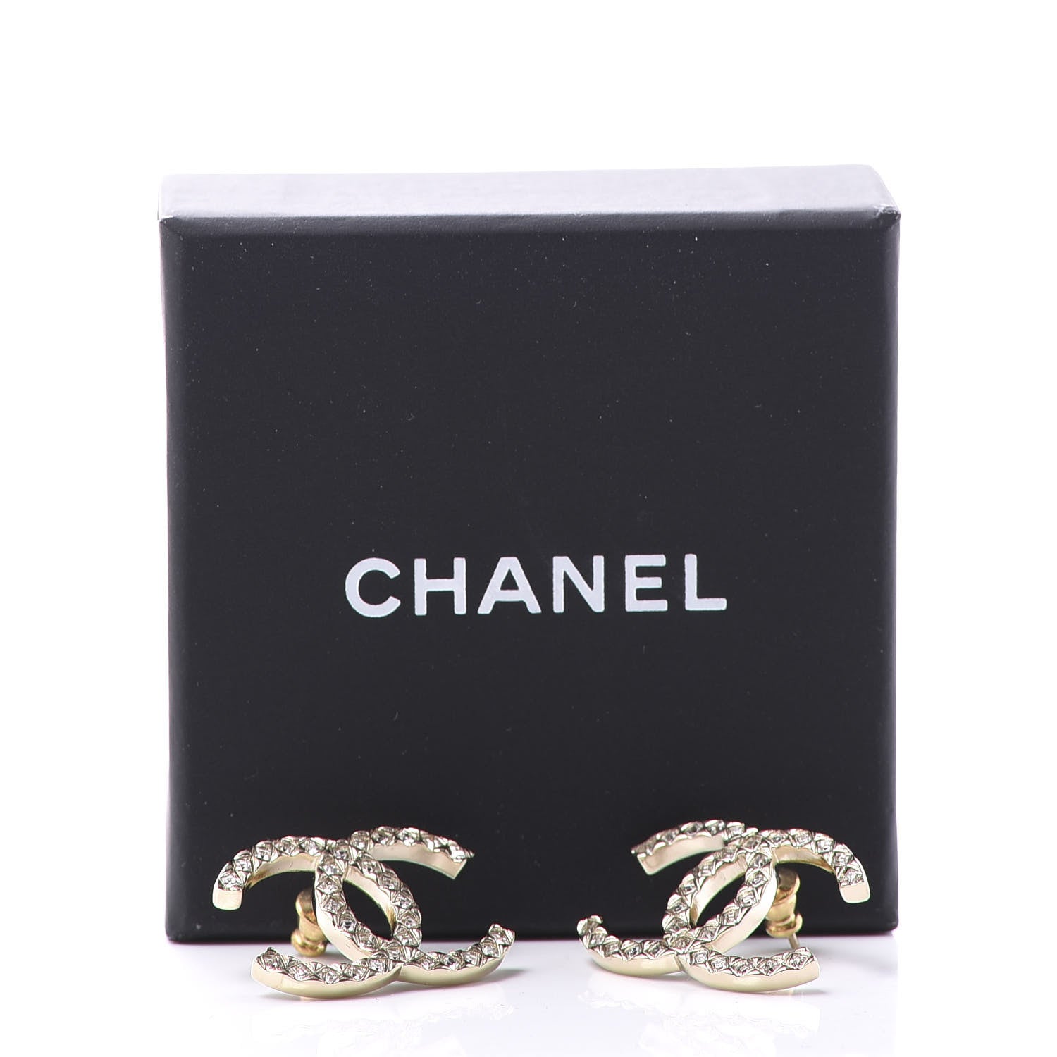Chanel Baguette Crystal High Society CC Earrings Gold 5 of 5