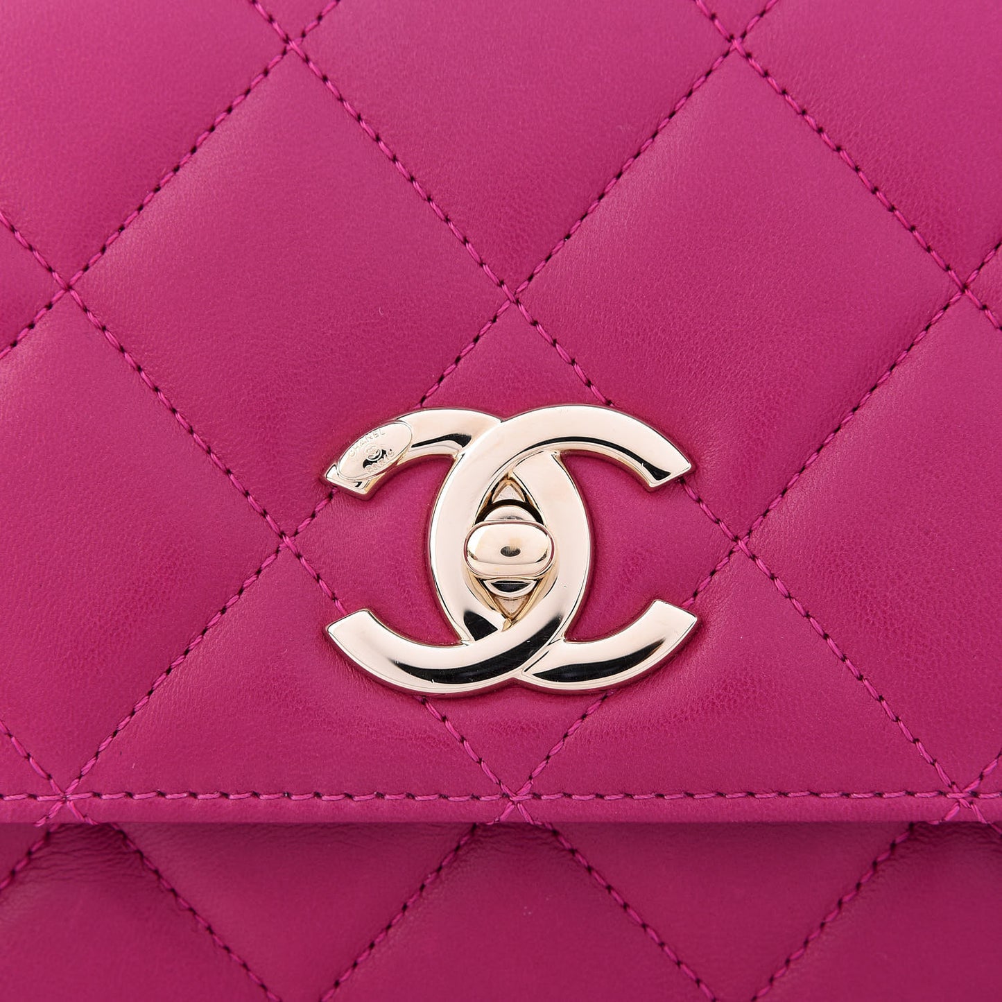 Lambskin Quilted Small Trendy CC Dual Handle Bag Dark Pink