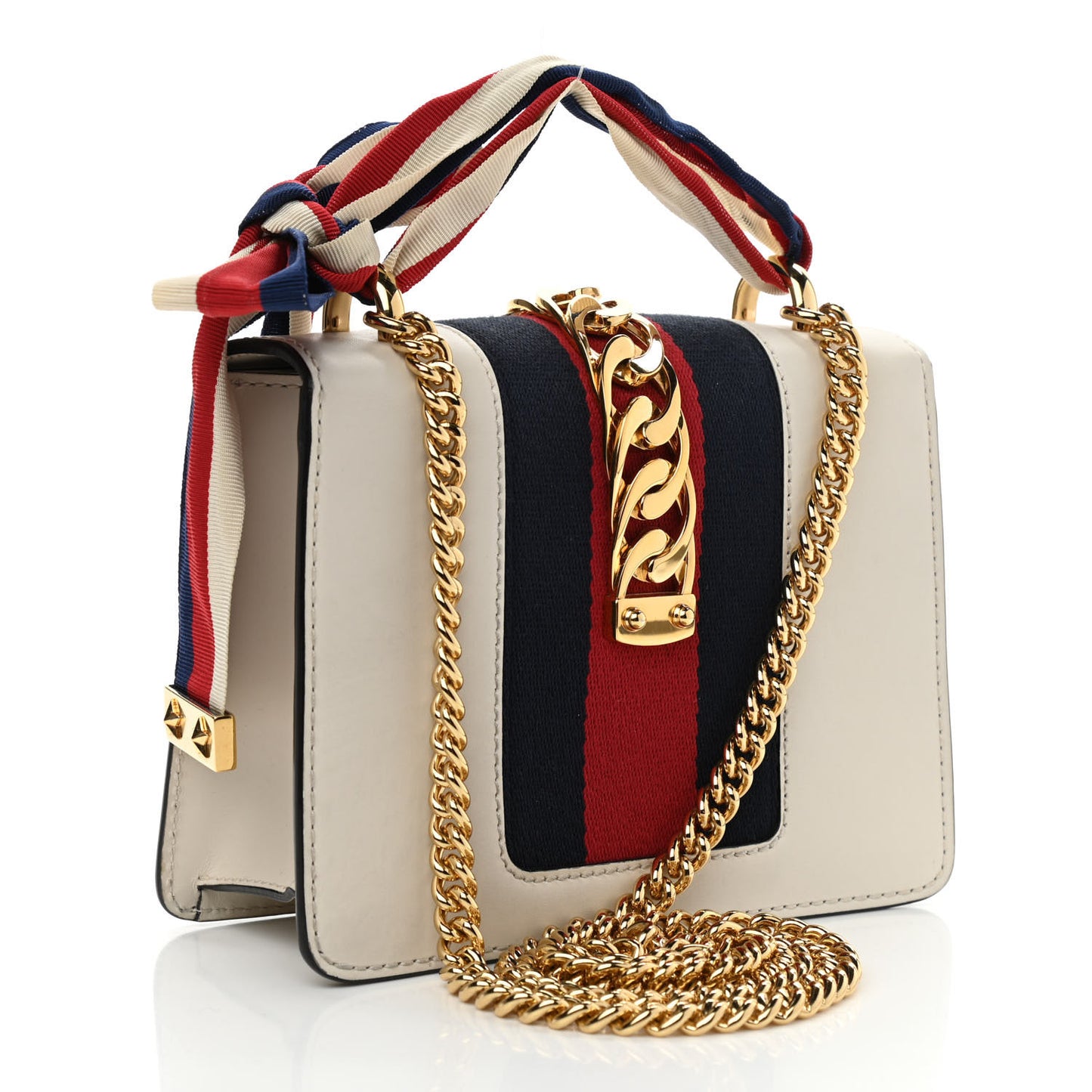 Calfskin Mini Sylvie Chain Shoulder Bag White