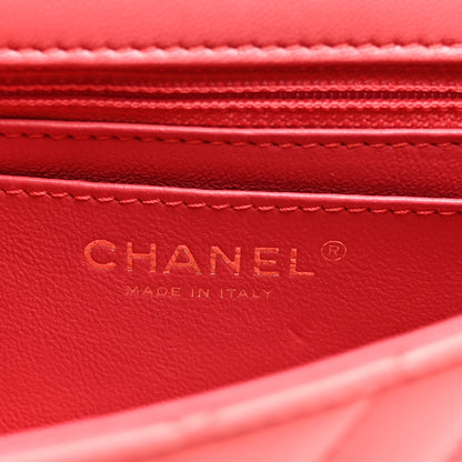 Chanel Lambskin Chevron Quilted Mini Rectangular Flap Pink 6 of 10