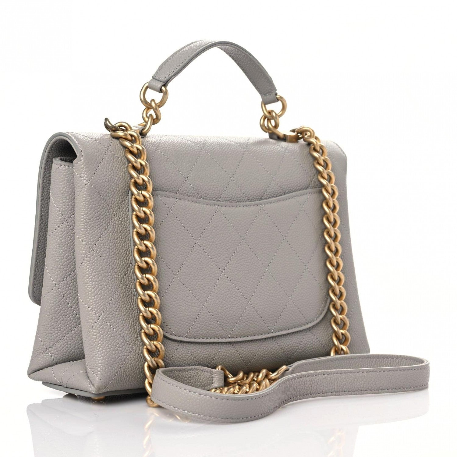 Chanel Grained Calfskin Small Stitched Flap Grey 3 of 11