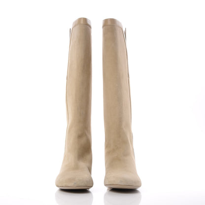 Saint Laurent Suede Knee High Flat Boots 41 Beige 2 of 13
