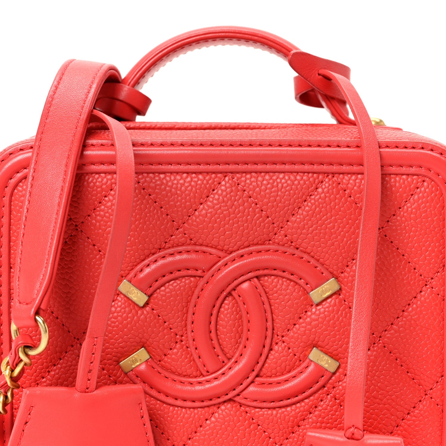 Chanel Caviar Quilted Small CC Filigree Vanity Case Red 8 of 11