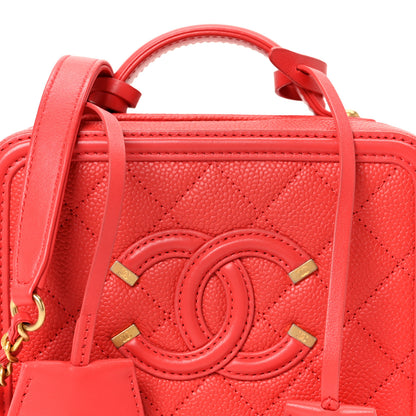 Chanel Caviar Quilted Small CC Filigree Vanity Case Red 8 of 11
