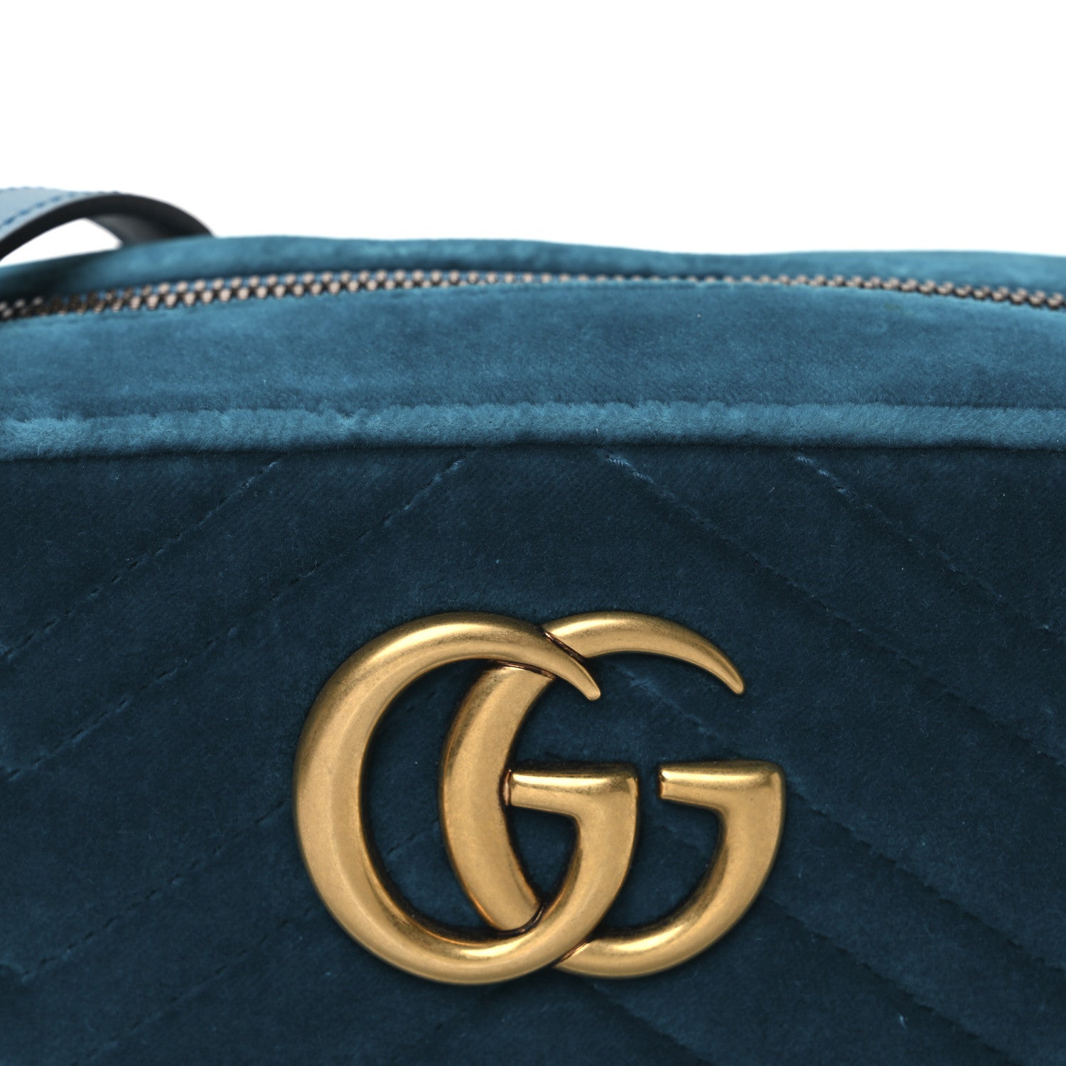 Gucci Velvet Matelasse Small GG Marmont Chain Shoulder Bag Pavone Cyan 8 of 10