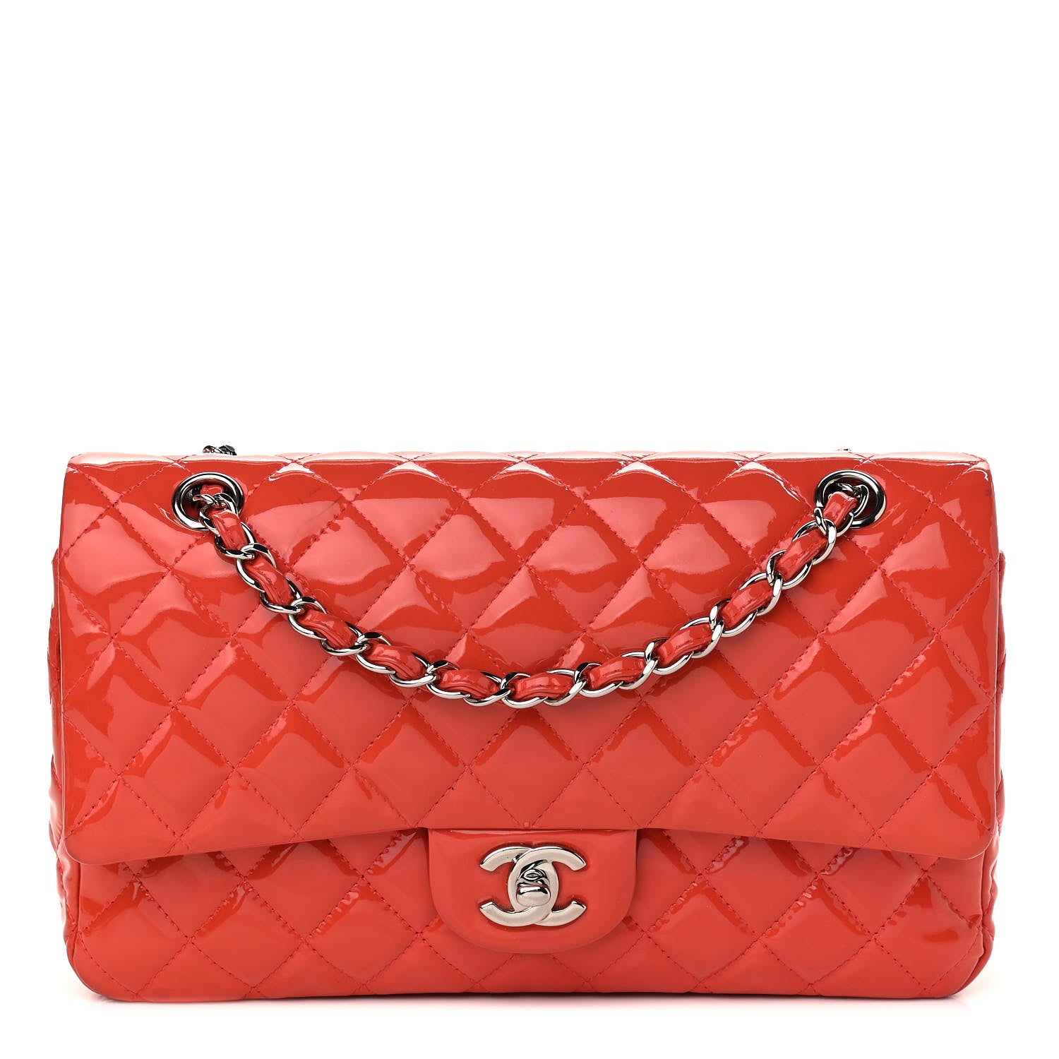 Chanel Patent Calfskin Quilted Medium Double Flap Red 1 of 14