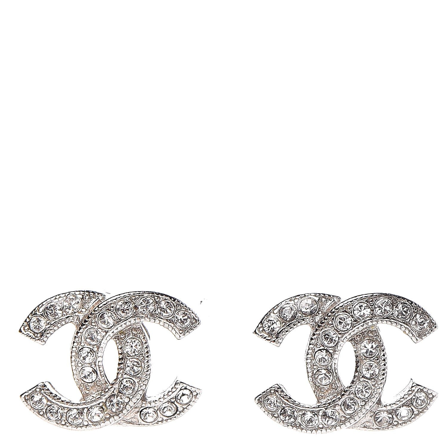 Chanel Crystal CC Earrings Silver 1 of 4