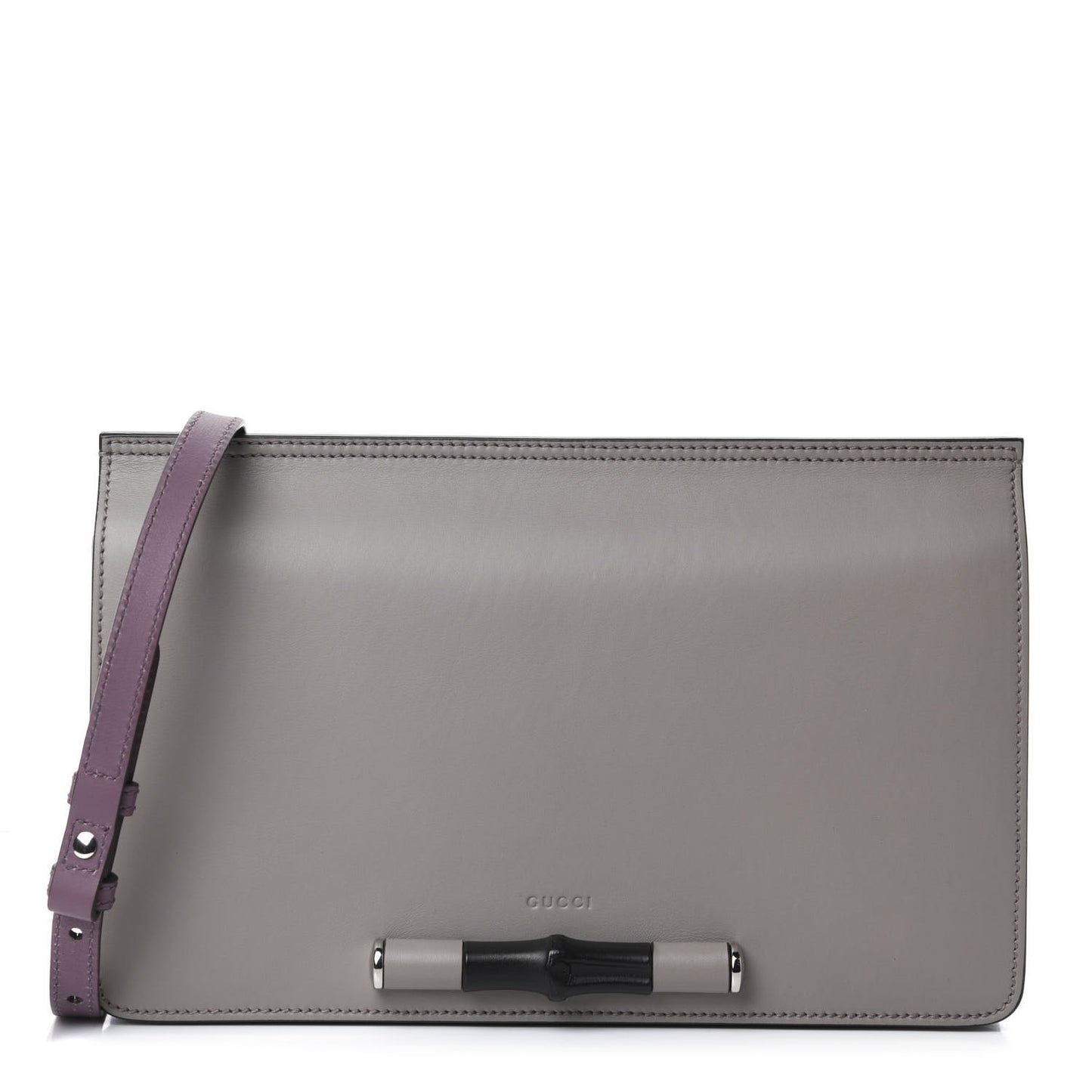 Calfskin Lady Bamboo Shoulder Bag Grey