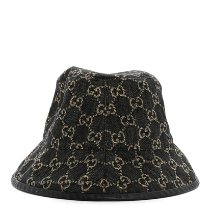 Gucci Jacquard Denim GG Monogram Oscar Bucket Hat L Black Ivory 6 of 20