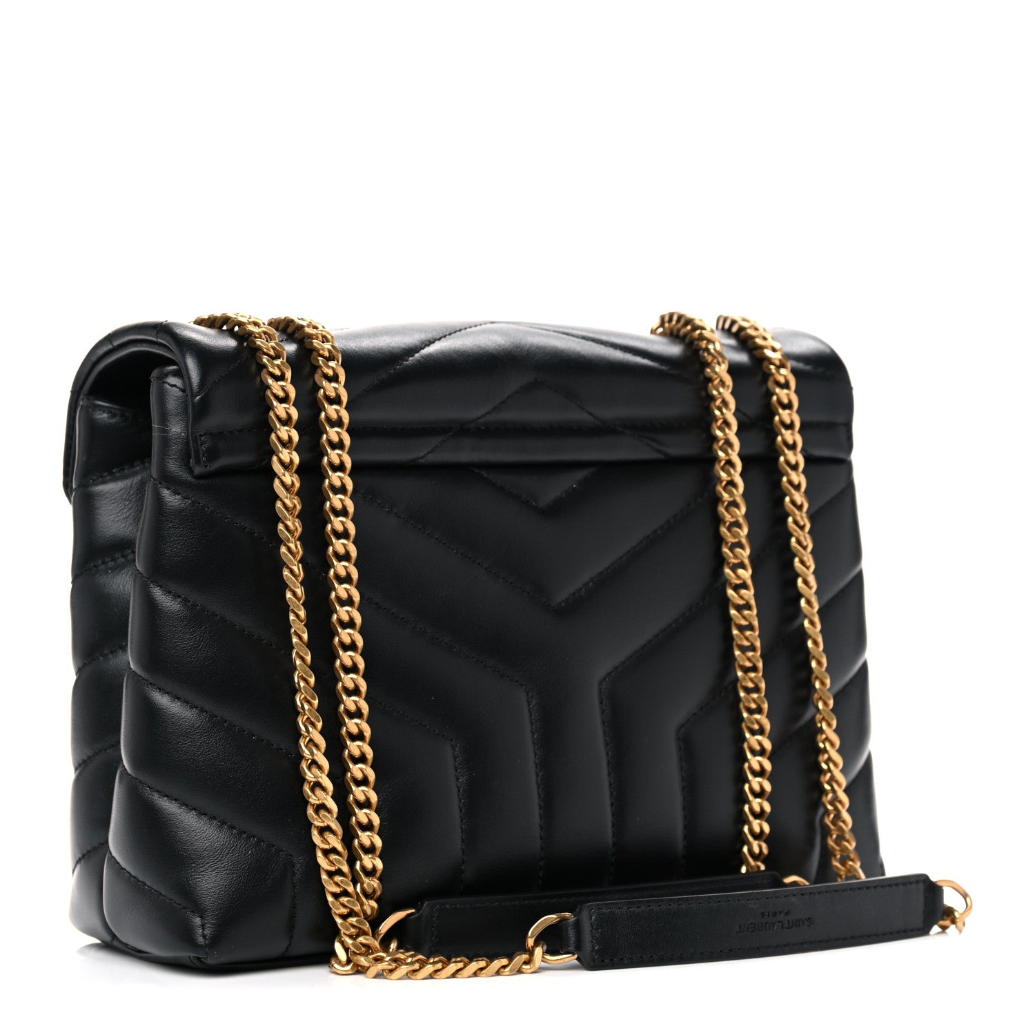 Saint Laurent Calfskin Y Quilted Monogram Small Loulou Chain Satchel Black 3 of 11