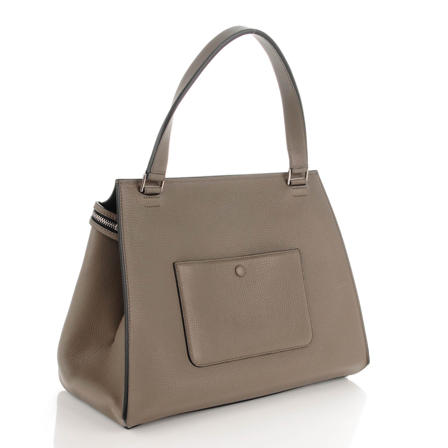Celine Drummed Calfskin Medium Edge Shoulder Bag Grey 3 of 9