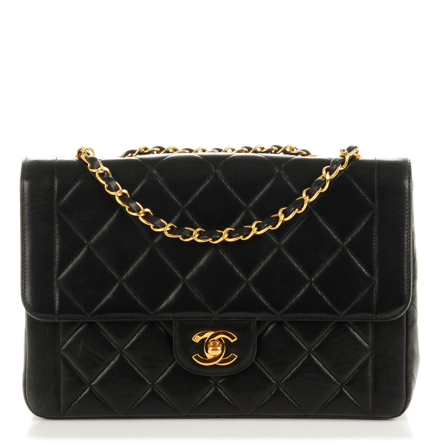 Chanel Lambskin Quilted Medium Single Flap Black 1 of 9
