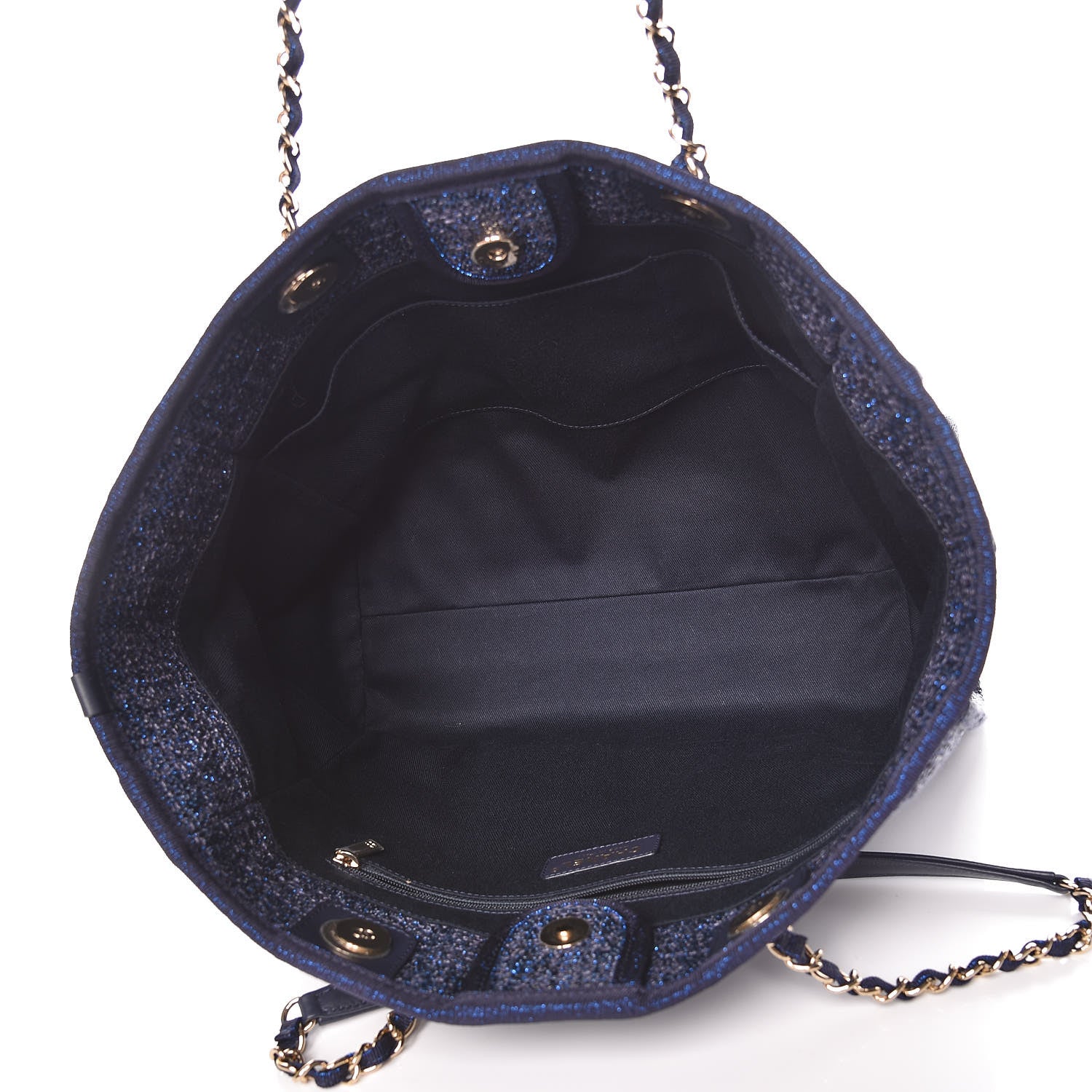 Chanel Lurex Boucle Small Deauville Tote Blue 7 of 10
