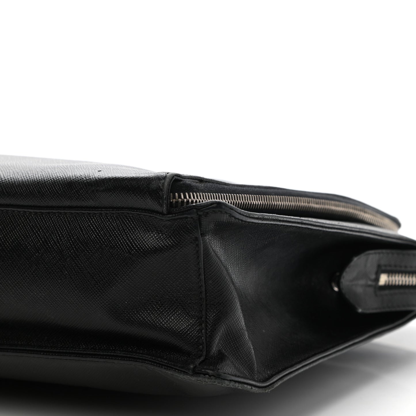 Saffiano Cuir Front Zip Pocket Briefcase Black