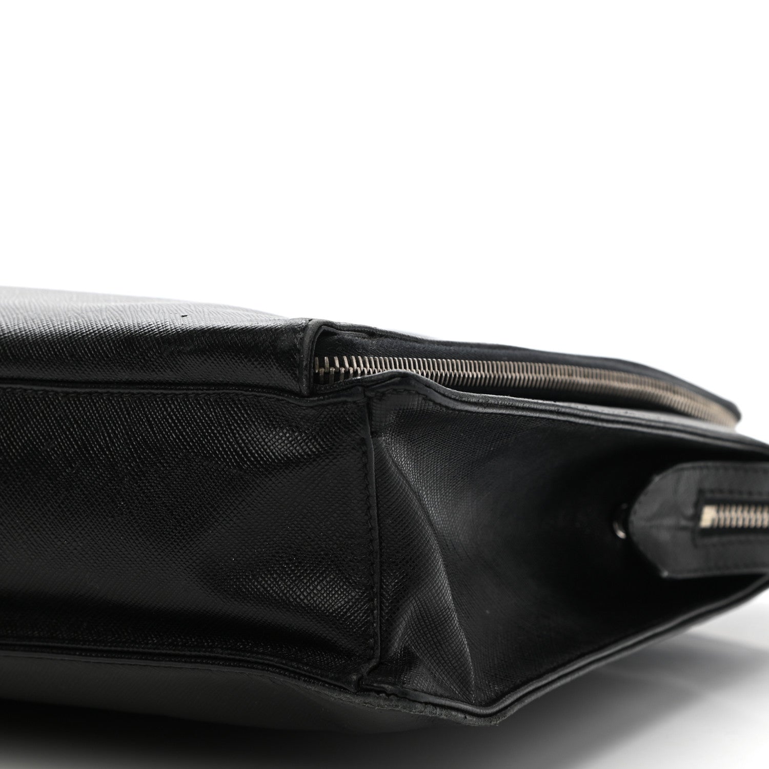 Prada Saffiano Cuir Front Zip Pocket Briefcase Black 9 of 13