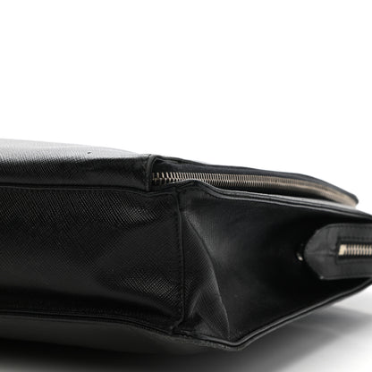 Prada Saffiano Cuir Front Zip Pocket Briefcase Black 9 of 13