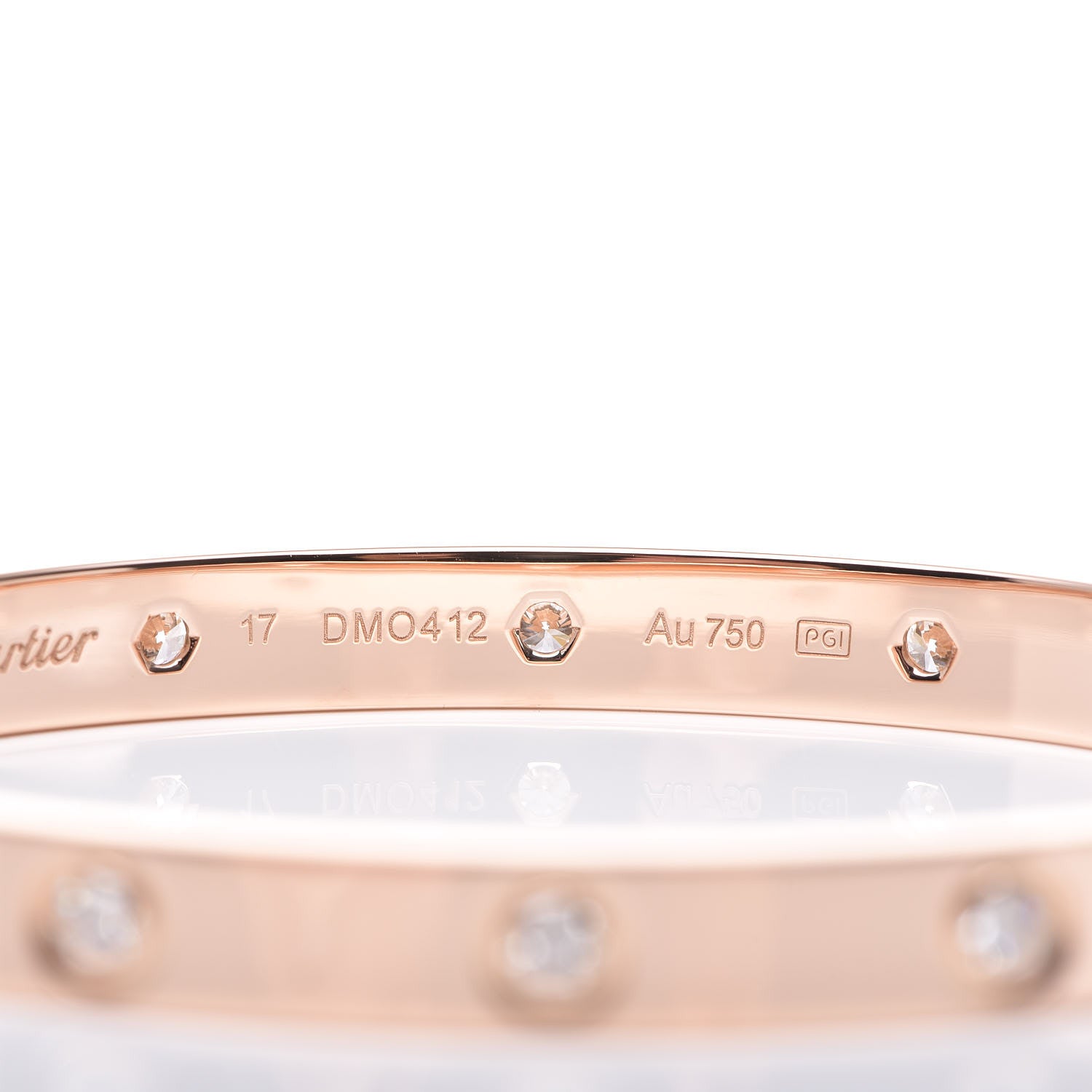 Cartier 18K Pink Gold 10 Diamond LOVE Bracelet 17 5 of 8
