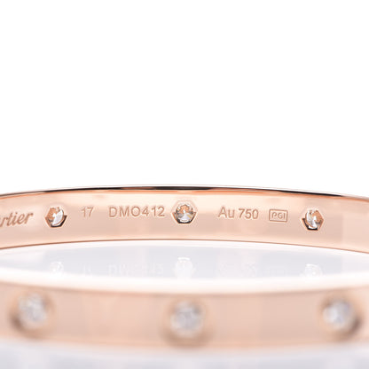 Cartier 18K Pink Gold 10 Diamond LOVE Bracelet 17 5 of 8