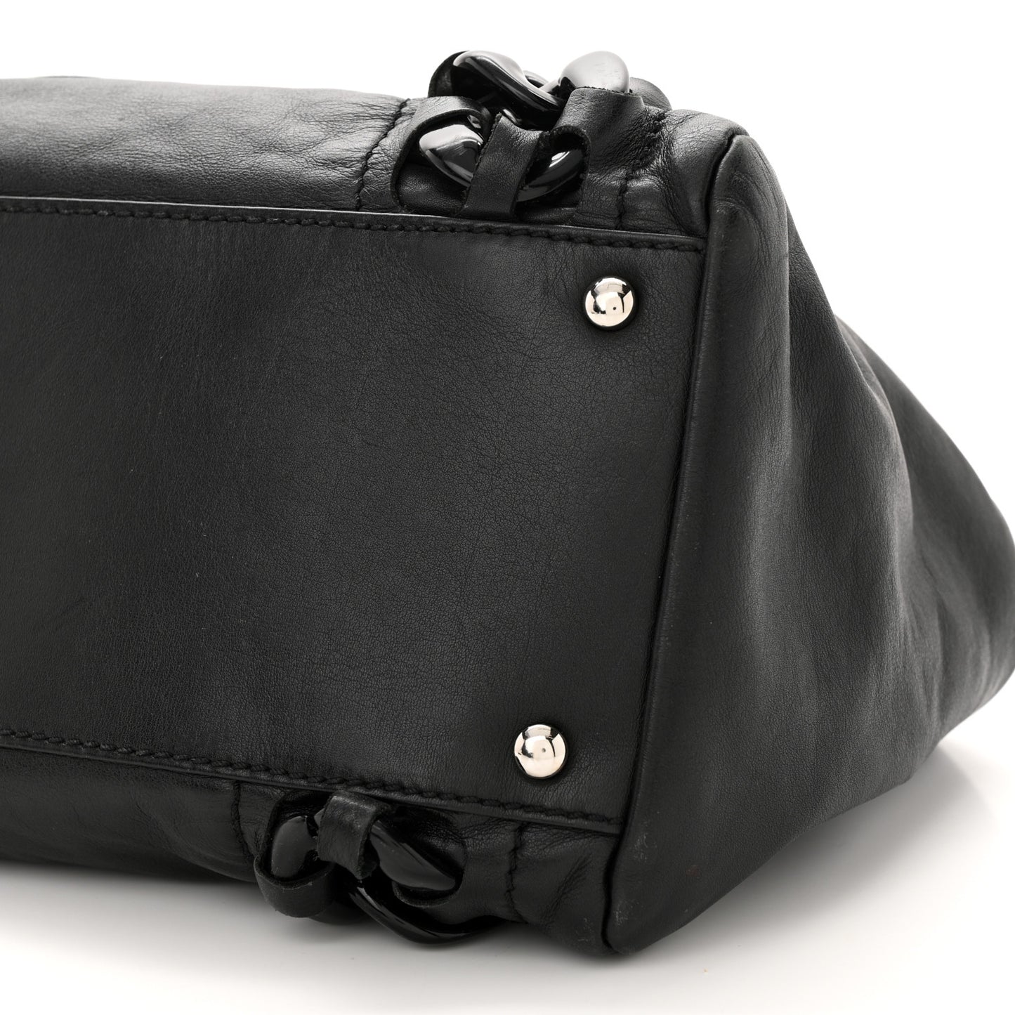 Calfskin Modern Chain Rhodoid East West Tote Black