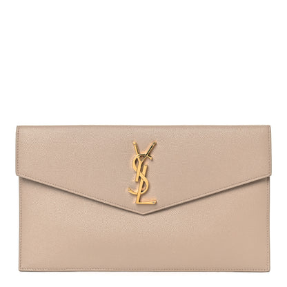 Saint Laurent Grain De Poudre Uptown Pouch Dark Beige 1 of 10