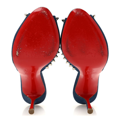 Christian Louboutin Denim Spikes Me Dolly 85mm Sandals 35.5 Blue 6 of 9