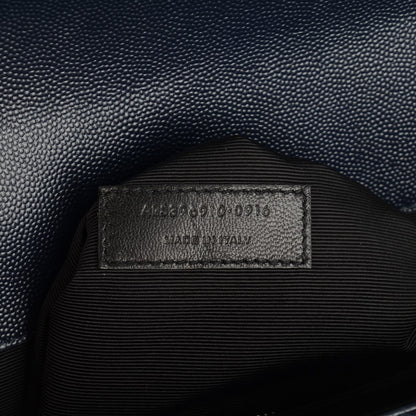 Saint Laurent Grain De Poudre Large Tri-Quilt Monogram Satchel Navy 7 of 7