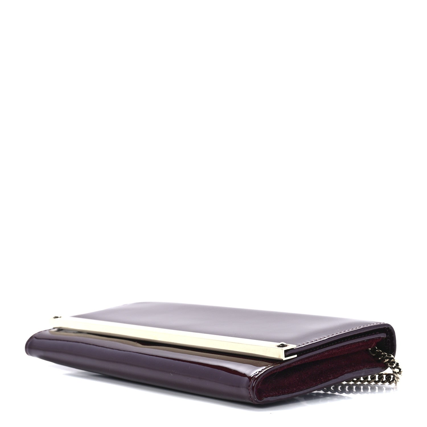 Jimmy Choo Patent Milla Wallet on Chain Bordeaux 9 of 11