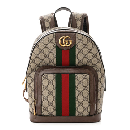 Gucci GG Supreme Monogram Calfskin Web Small Ophidia Day Backpack Beige Ebony New Acero 1 of 10